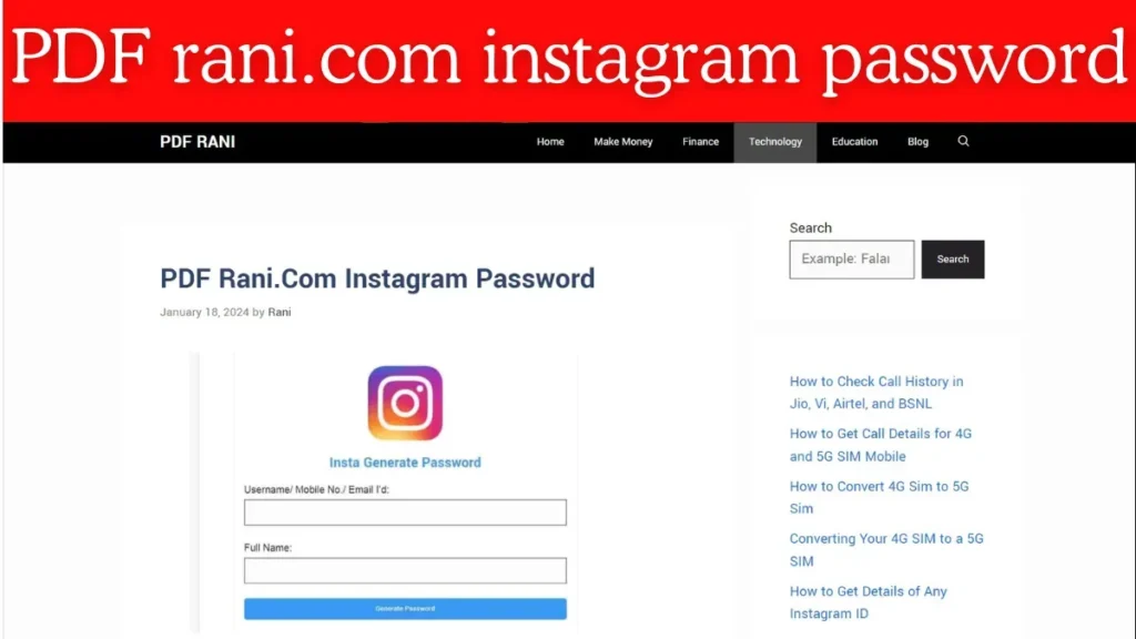 pdfrani.com Instagram Password